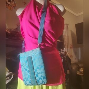 Coach teal turquoise blue crossbody